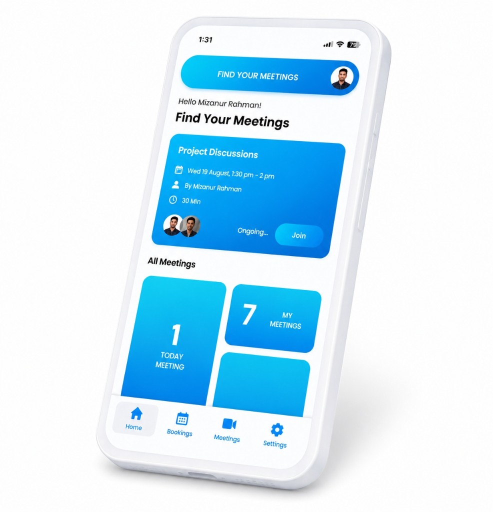Meet N' Sync dashboard with upcoming meeting and invites